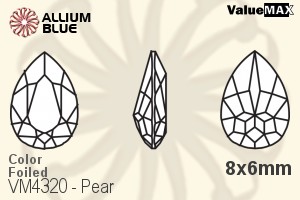 VALUEMAX CRYSTAL Pear Fancy Stone 8x6mm Black Diamond F