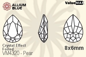 VALUEMAX CRYSTAL Pear Fancy Stone 8x6mm Crystal Aurore Boreale F