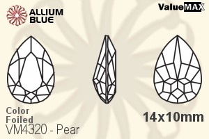 VALUEMAX CRYSTAL Pear Fancy Stone 14x10mm Aqua F