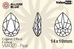 VALUEMAX CRYSTAL Pear Fancy Stone 14x10mm Crystal Aurore Boreale F