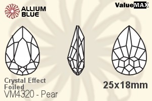 ValueMAX Pear Fancy Stone (VM4320) 25x18mm - Crystal Effect With Foiling - Click Image to Close