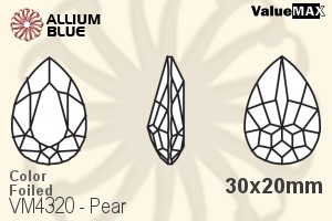 VALUEMAX CRYSTAL Pear Fancy Stone 30x20mm Light Smoked Topaz F
