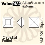 ValueMAX Square Fancy Stone (VM4400) 5x5mm - Clear Crystal With Foiling