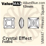 ValueMAX Princess Square Fancy Stone (VM4447) 12mm - Crystal Effect With Foiling