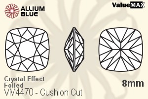 VALUEMAX CRYSTAL Cushion Cut Fancy Stone 8mm Crystal Champagne F