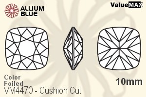 VALUEMAX CRYSTAL Cushion Cut Fancy Stone 10mm Blue Zircon F