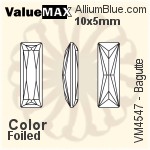ValueMAX Princess Baguette Fancy Stone (VM4547) 15x5mm - Crystal Effect With Foiling