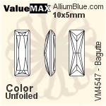 ValueMAX Princess Baguette Fancy Stone (VM4547) 15x5mm - Color With Foiling
