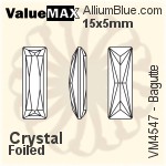 ValueMAX Princess Baguette Fancy Stone (VM4547) 15x5mm - Color Unfoiled