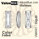 ValueMAX Princess Baguette Fancy Stone (VM4547) 15x5mm - Clear Crystal With Foiling