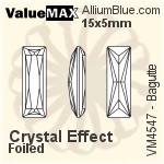 ValueMAX Princess Baguette Fancy Stone (VM4547) 21x7mm - Color With Foiling