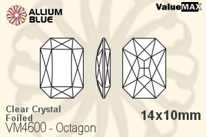 ValueMAX Octagon Fancy Stone (VM4600) 14x10mm - Clear Crystal With Foiling - Click Image to Close