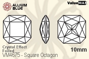 ValueMAX Square Octagon Fancy Stone (VM4675) 10mm - Crystal Effect With Foiling - Click Image to Close