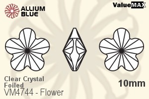 バリューマックス Flower ファンシーストーン (VM4744) 10mm - クリスタル 裏面フォイル - ウインドウを閉じる