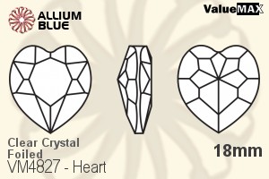 ValueMAX Heart Fancy Stone (VM4827) 18mm - Clear Crystal With Foiling