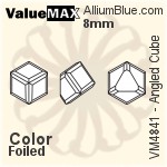 ValueMAX Angled Cube Fancy Stone (VM4841) 8mm - Clear Crystal With Foiling