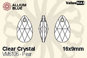 ValueMAX Pear (VM6106) 16x9mm - Clear Crystal