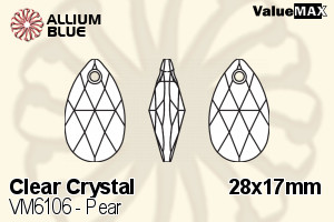 ValueMAX Pear (VM6106) 28x17mm - Clear Crystal