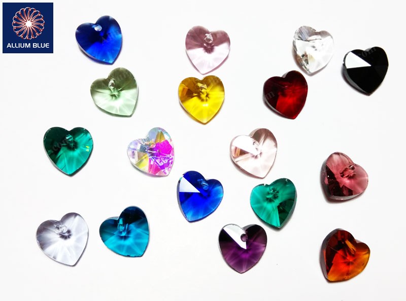 Heart, Pendant, Crystal, Mix Colors, 10mm - 关闭视窗 >> 可点击图片