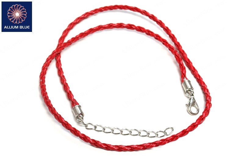 Braided Leatherette Chain, 3mm Diameter Necklace, Braided PU Leather, Red, 18inch - Haga Click en la Imagen para Cerrar