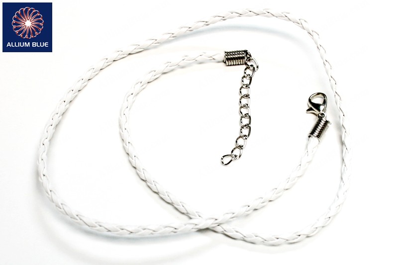 Braided Leatherette Chain, 3mm Diameter Necklace, Braided PU Leather, White, 18inch - Haga Click en la Imagen para Cerrar