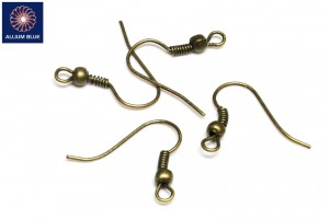 Earwire, Plated Base Metal, Antique Brass, 2x1.8mm