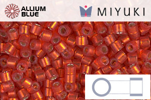 MIYUKI Delica® Seed Beads (DBM0683) 10/0 Round Medium - Dyed Semi-matte Silver Lined Red Orange