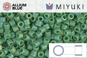 MIYUKI Delica® Seed Beads (DBM0877) 10/0 Round Medium - Matte Opaque Green AB - 關閉視窗 >> 可點擊圖片