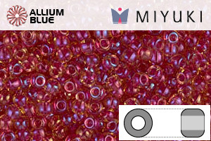 MIYUKI Round Seed Beads (RR11-0363) - Light Cranberry Lined Topaz Luster - 關閉視窗 >> 可點擊圖片