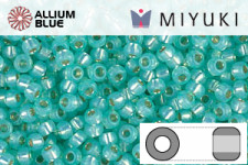 MIYUKI Round Rocailles Seed Beads (RR11-0571) 11/0 Small - Dyed Light Aqua Green Silver Lined Alabaster