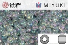 MIYUKI Round Rocailles Seed Beads (RR11-2443) 11/0 Small - Transparent Light Marine Blue Gold Luster
