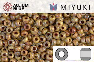 MIYUKI Round Seed Beads (RR11-4517) - Opaque Brown Picasso - 關閉視窗 >> 可點擊圖片