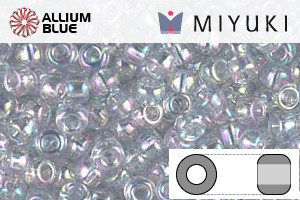 MIYUKI Round Rocailles Seed Beads (RR8-2443) 8/0 Large - Transparent Light Marine Blue Gold Luster