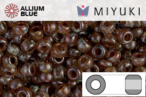 MIYUKI Round Rocailles Seed Beads (RR8-4505) 8/0 Large - Transparent Light Smoky Topaz Picasso
