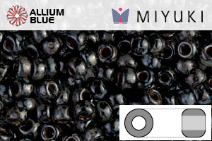 MIYUKI Round Rocailles Seed Beads (RR8-4511) 8/0 Large - Opaque Black Picasso