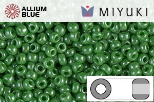 MIYUKI Round Rocailles Seed Beads (RR15-0431) 15/0 Extra Small - Opaque Jade Green Luster