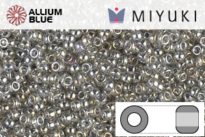 MIYUKI Round Rocailles Seed Beads (RR15-1881) 15/0 Extra Small - Transparent Silver Gray Gold Luster