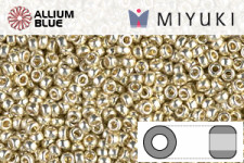 MIYUKI Round Rocailles Seed Beads (RR8-0182) 8/0 Large - Silver Galvanize Dyed Gold