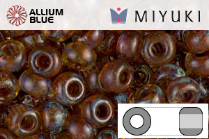 MIYUKI Round Rocailles Seed Beads (RR6-4501) 6/0 Extra Large - Transparent Light Topaz Picasso - Click Image to Close