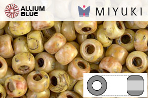 MIYUKI Round Rocailles Seed Beads (RR6-4512) 6/0 Extra Large - Opaque Yellow Picasso
