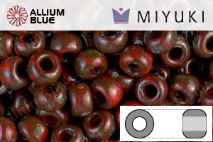 MIYUKI Round Rocailles Seed Beads (RR6-4513) 6/0 Extra Large - Opaque Red Picasso