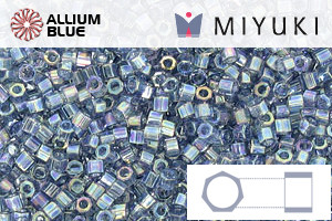 MIYUKI Delica® Seed Beads (DBC0111) 11/0 Hex Cut - Transparent Blue Gray Rainbow Gold Luster