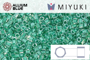 MIYUKI Delica® Seed Beads (DBC0918) 11/0 Hex Cut - Sparkling Dark Aqua Green Lined Crystal