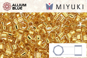MIYUKI Delica® Seed Beads (DBMC0033) 10/0 Hex Cut Medium - 24kt Gold Lined Crystal