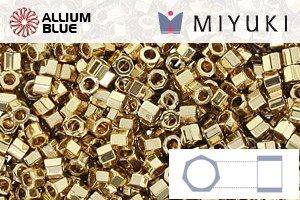 MIYUKI Delica® Seed Beads (DBMC0034) 10/0 Hex Cut Medium - 24kt Gold Light Plated
