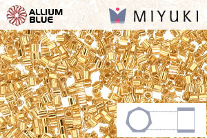 MIYUKI Delica® Seed Beads (DBSC0033) 15/0 Hex Cut Small - 24kt Gold Lined Crystal - Click Image to Close