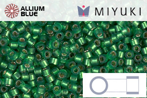 MIYUKI Delica® Seed Beads (DB0688) 11/0 Round - Dyed Semi-matte Silver Lined Green