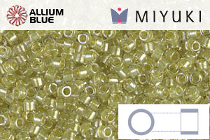 MIYUKI Delica® Seed Beads (DB0910) 11/0 Round - Sparkling Yellow Green Lined Crystal - Click Image to Close