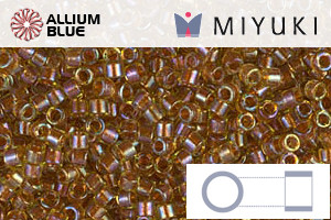 MIYUKI Delica® Seed Beads (DB1735) 11/0 Round - Sparkling Dark Topaz Lined Chartreuse AB - 關閉視窗 >> 可點擊圖片