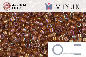 MIYUKI Delica® Seed Beads (DB1736) 11/0 Round - Sparkling Beige Lined Dark Topaz AB - Click Image to Close